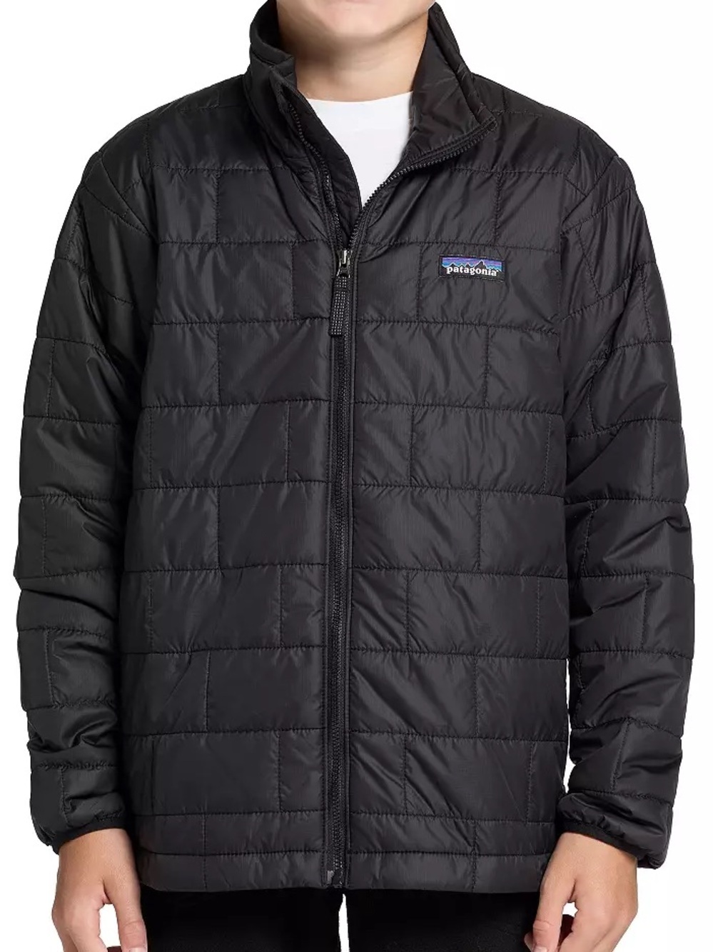 Patagonia Kids Black Quilted Puffer Jacket with Patch Logo